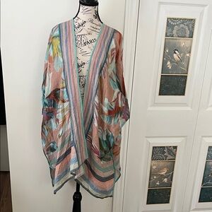 Multicolor Striped Floral Shawl